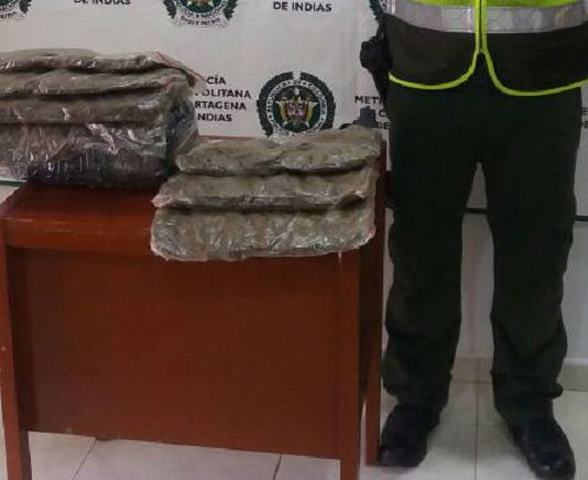 12 Kilos de marihuana incautados en vías de Cartagena